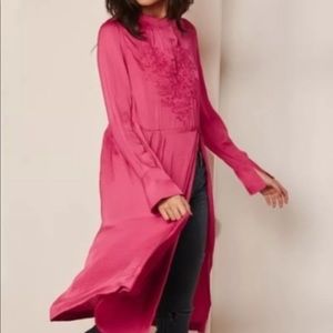 Free people Mock neck embroidered long sleeve